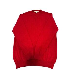 100% Cashmere Turnbury V-Neck Sweater Red Sz M